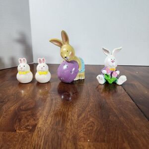 Easter Decoration Bunny Figurines and Salt & Papper Shaker